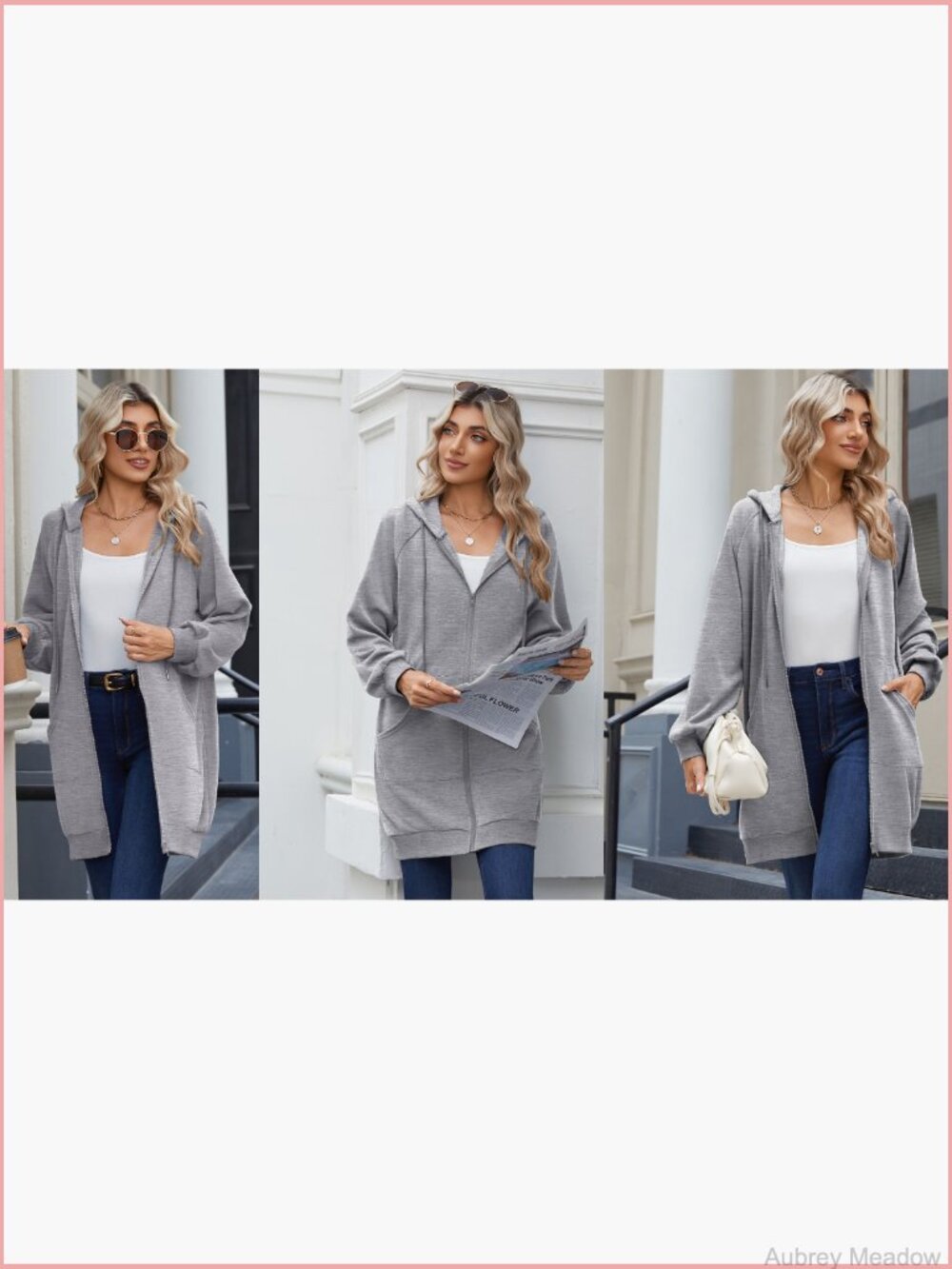 Long Fleece Zip Up Hoodie with Pockets Tunic Sweatshirt - Picture 7 of 7